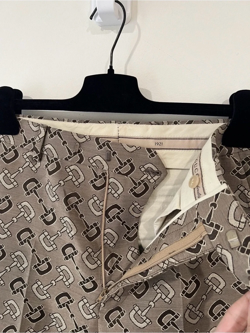 Gucci Taupe Brown Monogram Pattern Men's Dress Pants